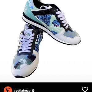 NIB KENZO Unisex Sneakers Tiger print Blue/Black/White Soles Size 39 US 8